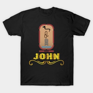 JOHN-American names in hieroglyphic letters-JOHN, name in a Pharaonic Khartouch-Hieroglyphic pharaonic names T-Shirt